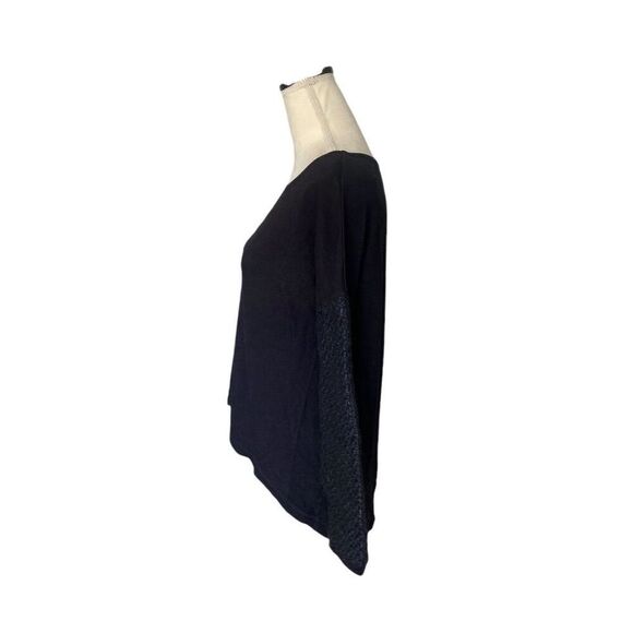 Generation Love Black Pullover Wool Blend Sweater S/XS Textured Sleeves High Low - Picture 4 of 7